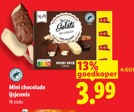 ijslollies 13 16 4x4 bon ice cream mini chocolade stuks mix classic goedkoper 3.99 folder aanbieding bij Lidl