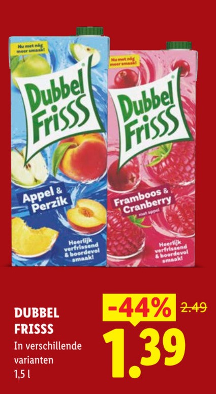 Dubbelfrisss   fruitdrank folder aanbieding bij  Lidl - details