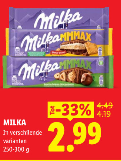 Milka   chocolade folder aanbieding bij  Lidl - details