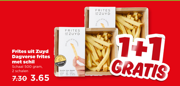 patat 1 2 5 25 200 500 frites schil schaal schalen thuis verse frituren airfryer min ca. oven aft folder aanbieding bij Plus
