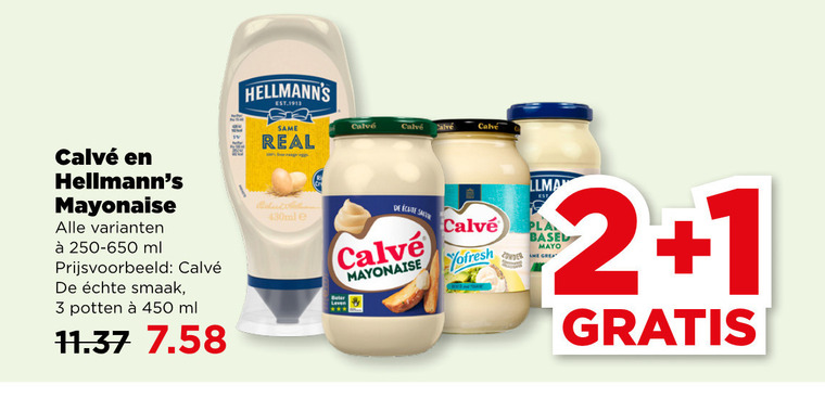 calve hellmans mayonaise 1 2 3 450 ml potten same real profresh basel mayo folder aanbieding bij Plus Calve mayonaise folder aanbieding bij Plus - details
