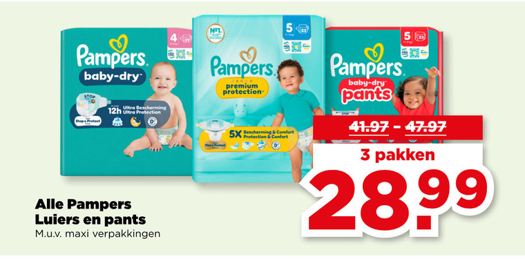 Pampers   luierbroekjes, luiers folder aanbieding bij  Plus - details