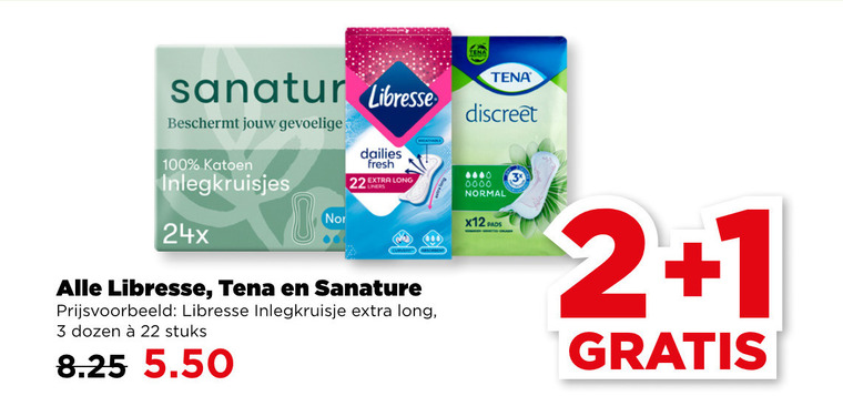 tena lady libresse sanature inlegkruisjes incontinentieverband 1 2 3 22 100 discreet beschermt gevoelige katoen dailies fresh liners normal 3x nor pads inlegkruisje dozen stuks folder aanbieding bij Plus Sanature inlegkruisjes, incontinentieverband folder aanbieding bij Plus - details
