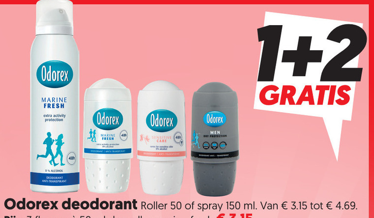odorex deodorant 1 2 50 150 marine fresh activity protection men dry alcohol anti transpirant roller spray ml folder aanbieding bij Dekamarkt Odorex deodorant folder aanbieding bij Dekamarkt - details