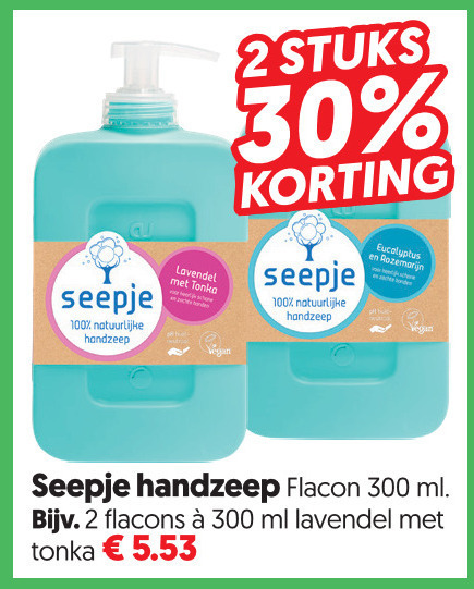 seepje handzeep 2 30 100 300 natuurlijke lavendel tonka stuks eucalyptus rozemarijn flacon ml folder aanbieding bij Dekamarkt Seepje handzeep folder aanbieding bij Dekamarkt - details