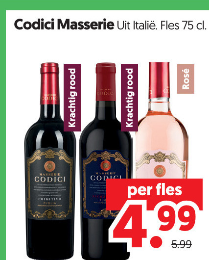 rose rode wijn codici fles rood rosee 5.99 folder aanbieding bij Dekamarkt