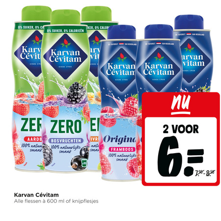 karvan cevitam limonadesiroop 1 2 100 600 1948 suiker favoriet nederland vit zero bosvruchten natuurlijke origina framboos ge flessen ml folder aanbieding bij Jumbo Karvan Cevitam limonadesiroop folder aanbieding bij Jumbo - details