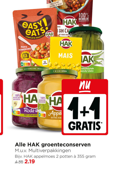 hak bruine bonen groenteconserven appelmoes 1 2 12 100 maaltijd rijk eiwitten brood rijst kruid mais open natuurlijke ingredienten lak verts pasta pomodoro klaar nutri score ingredient rode stukjes appel potten folder aanbieding bij Jumbo Hak groenteconserven, bruine bonen folder aanbieding bij Jumbo - details