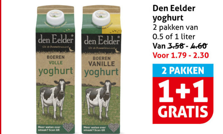 den eelder yoghurt 1 2 boeren volle vanille pakken liter scan folder aanbieding bij Hoogvliet Den Eelder yoghurt folder aanbieding bij Hoogvliet - details