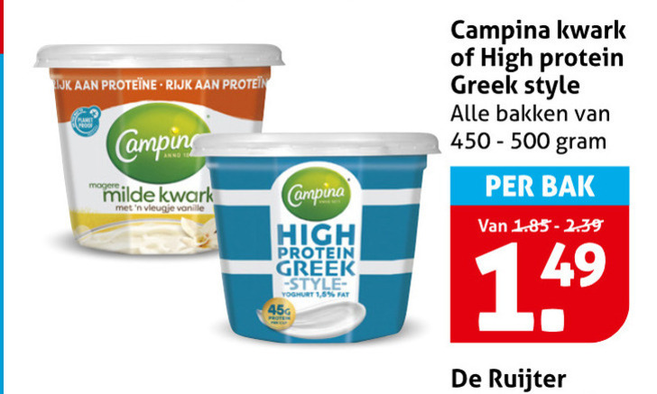 Campina   kwark, yoghurt folder aanbieding bij  Hoogvliet - details