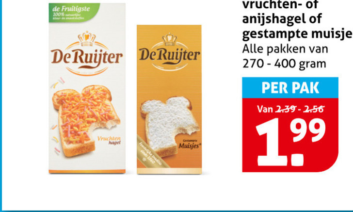de ruijter hagelslag 100 deruijter gestampte vruchten hagel muisjes anijshagel pakken 270-400 pak folder aanbieding bij Hoogvliet De Ruijter hagelslag folder aanbieding bij Hoogvliet - details