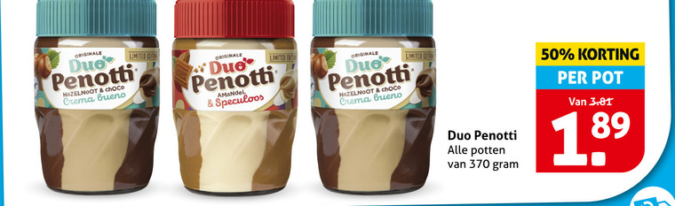 Duo Penotti   hazelnootpasta folder aanbieding bij  Hoogvliet - details