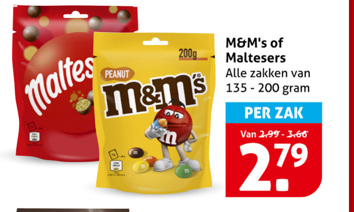 m en ms maltesers chocolade chocoladepindas 200 279 peanut zakken zak folder aanbieding bij Hoogvliet Maltesers chocoladepindas, chocolade folder aanbieding bij Hoogvliet - details