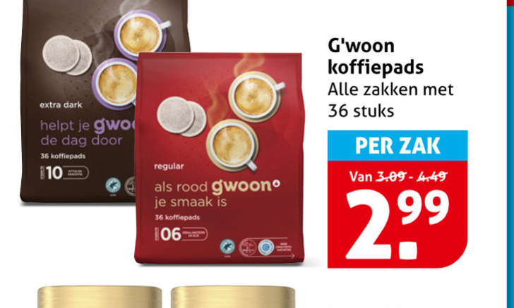 Gwoon   koffiepad folder aanbieding bij  Hoogvliet - details