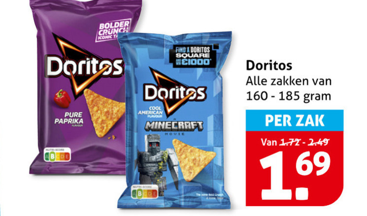 doritos chips crunch iconic paprika square cool american flavour minecraft movie zakken zak folder aanbieding bij Hoogvliet Doritos chips folder aanbieding bij Hoogvliet - details