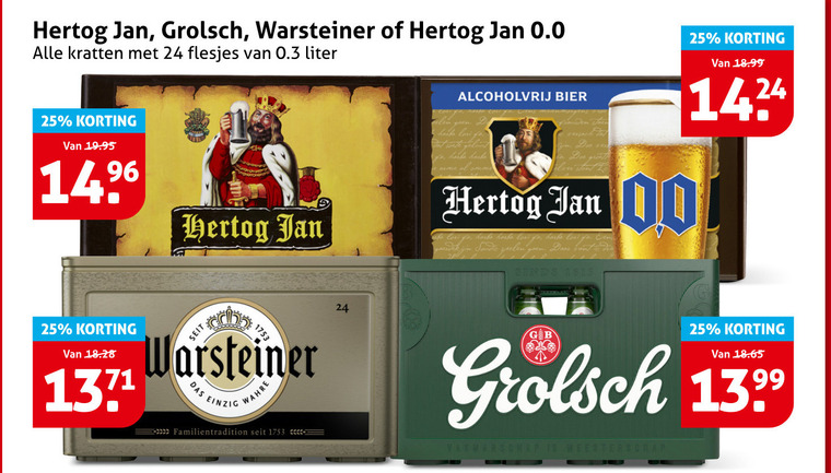 grolsch warsteiner hertog jan krat bier 13 24 25 99 200 1615 0.0 kratten liter seit familientradition das wahre alcoholvrij fa arme lose to gb 00 folder aanbieding bij Hoogvliet Grolsch krat bier folder aanbieding bij Hoogvliet - details