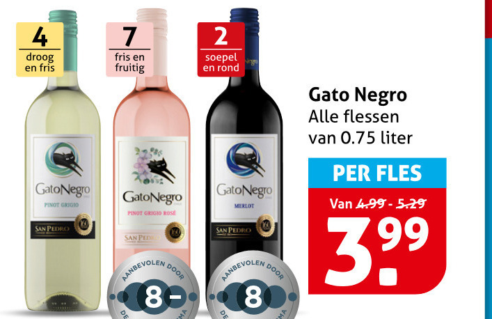 Gato Negro   witte wijn, rode wijn folder aanbieding bij  Hoogvliet - details