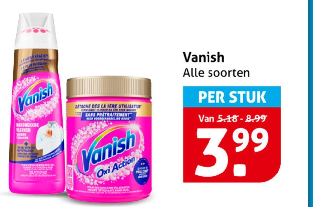vanish vlekkenverwijderaar vlekken des la sans action pour soorten stuk folder aanbieding bij Hoogvliet Vanish vlekkenverwijderaar folder aanbieding bij Hoogvliet - details
