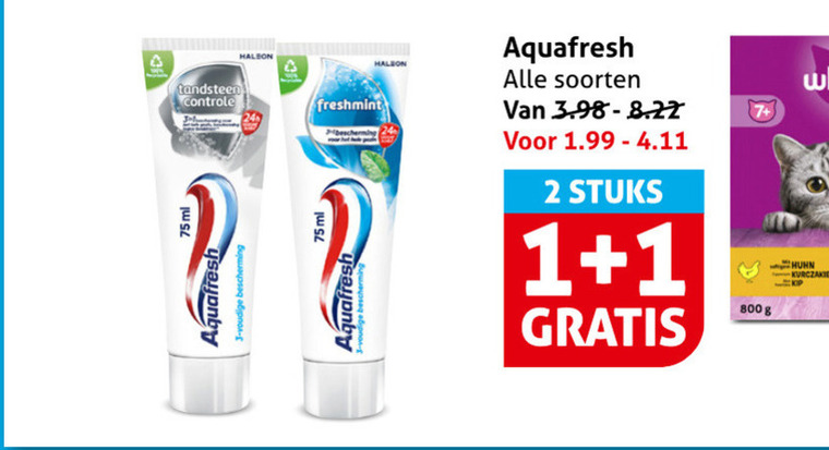 aquafresh tandpasta 1 2 3 24 tandsteen controle 75ml bescherming freshmint soorten stuks 7 folder aanbieding bij Hoogvliet Aquafresh tandpasta folder aanbieding bij Hoogvliet - details