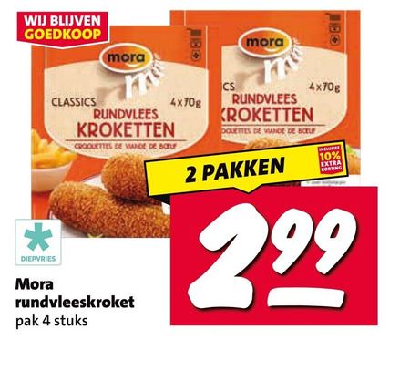 mora kroketten 2 4 10 180 classics diepvries rundvlees croquettes viandel boeuf rundvleeskroket pak stuks pakken folder aanbieding bij Nettorama Mora kroket folder aanbieding bij Nettorama - details