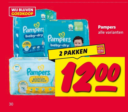 pampers luiers billendoekjes luierbroekjes 2 10 30 baby dry premium protection pakken folder aanbieding bij Nettorama Pampers billendoekjes, luiers folder aanbieding bij Nettorama - details