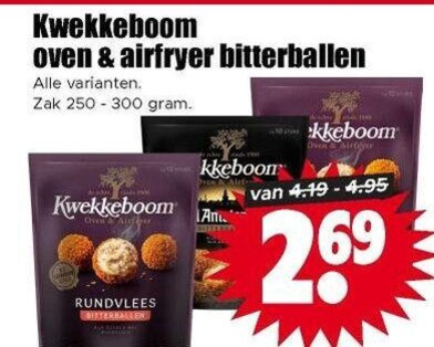 kwekkeboom bitterballen 250 300 oven airfryer zak rundvlees folder aanbieding bij Dirk Kwekkeboom bitterballen folder aanbieding bij Dirk - details