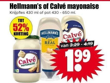 Hellmans   mayonaise folder aanbieding bij  Dirk - details