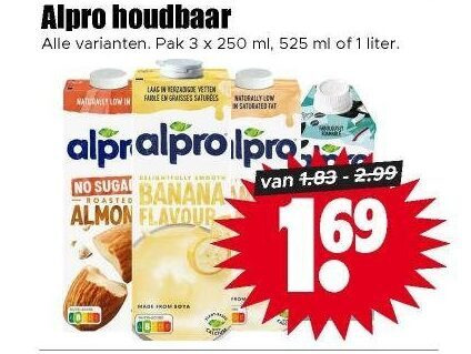 Alpro   soja melk folder aanbieding bij  Dirk - details