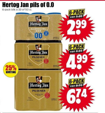 Hertog Jan   alcoholvrij bier, blikje bier folder aanbieding bij  Dirk - details