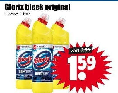 Glorix   bleekmiddel folder aanbieding bij  Dirk - details