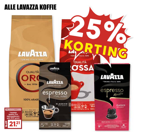 lavazza koffiebonen koffiecups koffie 10 25 100 500 1956 torino italia qualita espresso italiano la beha classico for black coffee latte espressobonen pak ground ge fit hot compatible folder aanbieding bij MCD Supermarkt Basis Lavazza koffie, koffiecups folder aanbieding bij MCD Supermarkt Basis - details