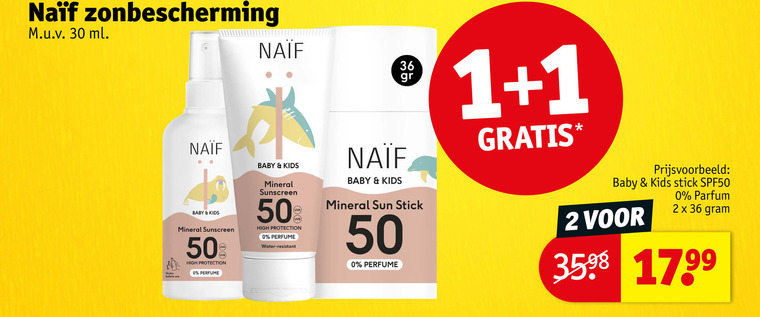 Naif   zonnebrandolie folder aanbieding bij  Kruidvat - details