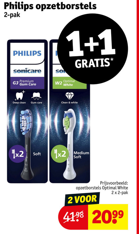 philips opzetborstel 1 2 2099 opzetborstels pak sonicare g3 premium gum care optimal white deep clean soft medium folder aanbieding bij Kruidvat Philips opzetborstel folder aanbieding bij Kruidvat - details