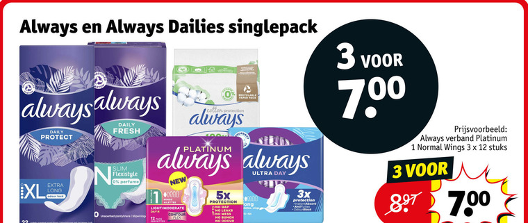 Always   maandverband, inlegkruisjes folder aanbieding bij  Kruidvat - details