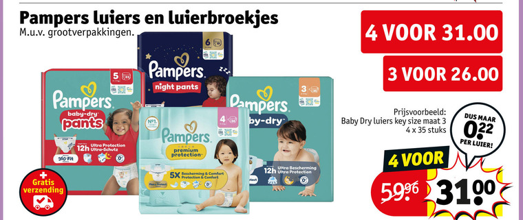 Pampers   luiers, luierbroekjes folder aanbieding bij  Kruidvat - details