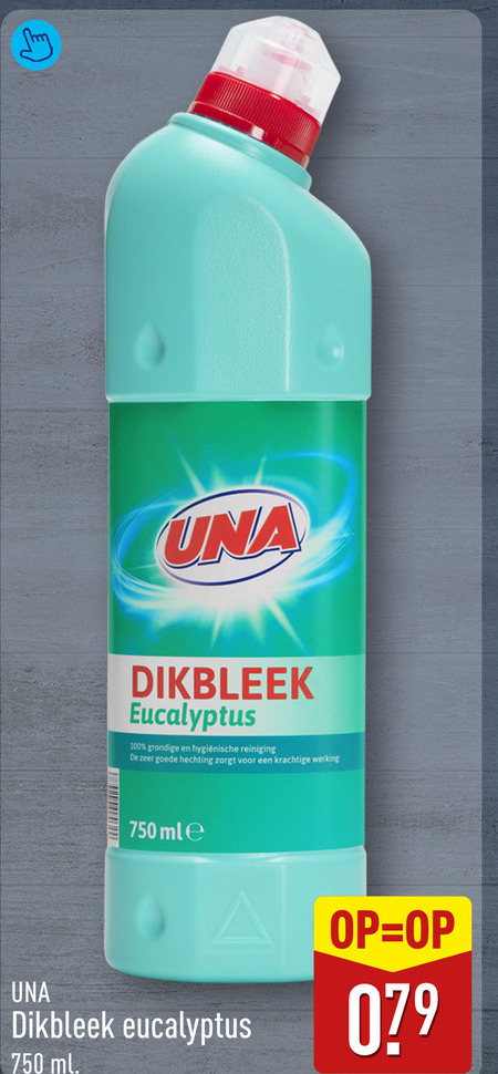 una bleekmiddel 100 750 dikbleek eucalyptus reiniging hechting werking ml folder aanbieding bij Aldi Una bleekmiddel folder aanbieding bij Aldi - details