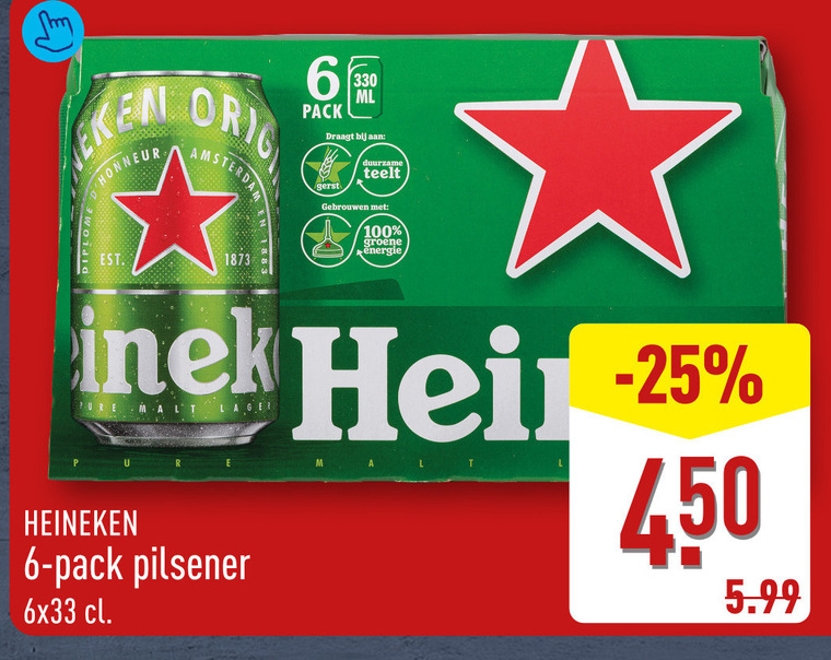 Heineken   blikje bier folder aanbieding bij  Aldi - details