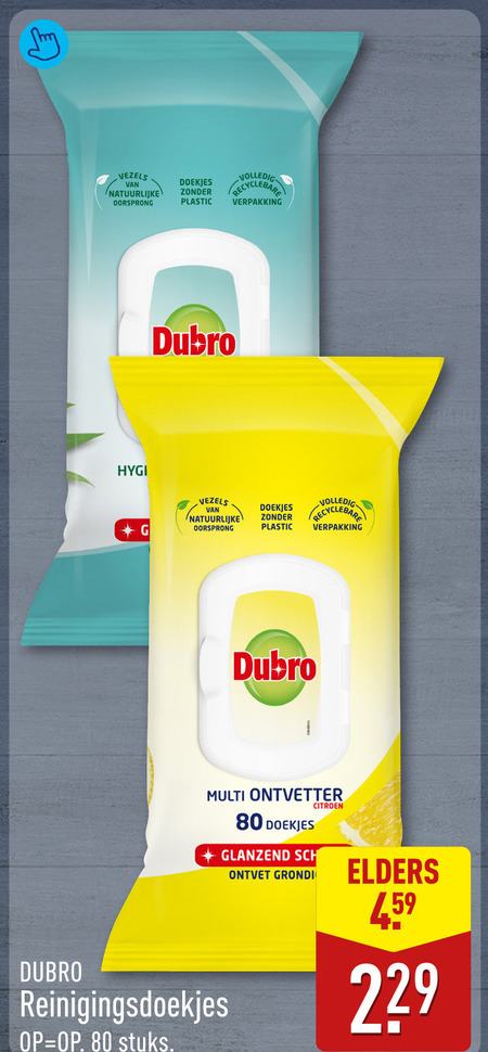 Dubro   vochtige schoonmaakdoekjes folder aanbieding bij  Aldi - details