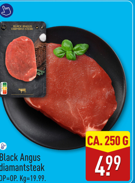 rundersteak 250 black angus diamant steak ca. folder aanbieding bij Aldi