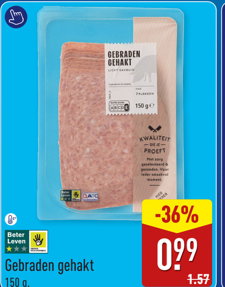 gebraden gehakt 7 150 beter leven licht gekruid gebruiken nutri score inhoud ge proeft zorg gesneden smaakvol moment dieren bescherming folder aanbieding bij Aldi