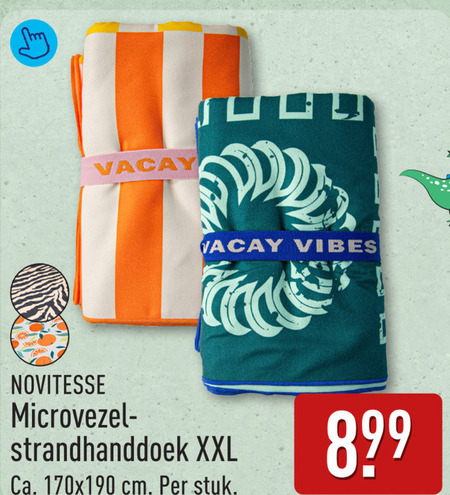 handdoek vibes novitesse microvezel strandhanddoek xxl ca. cm stuk folder aanbieding bij Aldi