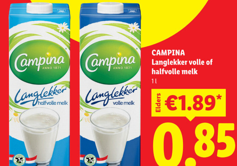 campina melk 11 langlekker volle halfvolle folder aanbieding bij Lidl Campina melk folder aanbieding bij Lidl - details