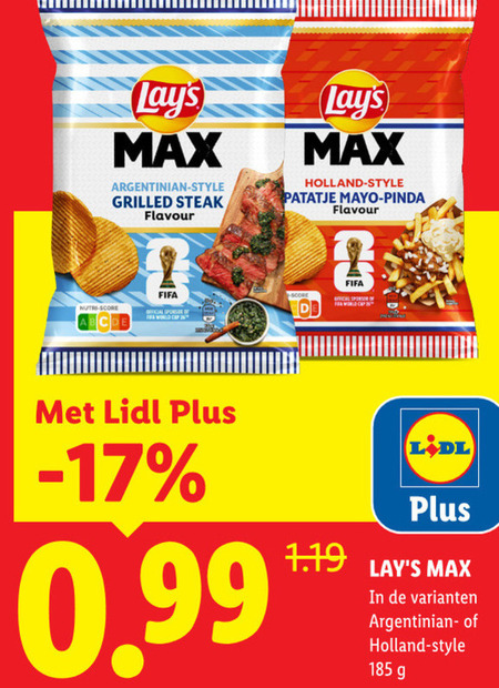 lays chips 1 25 35 style grilled steak flavour fifa world cup holland patatje mayo pinda official sponsor folder aanbieding bij Lidl Lays chips folder aanbieding bij Lidl - details