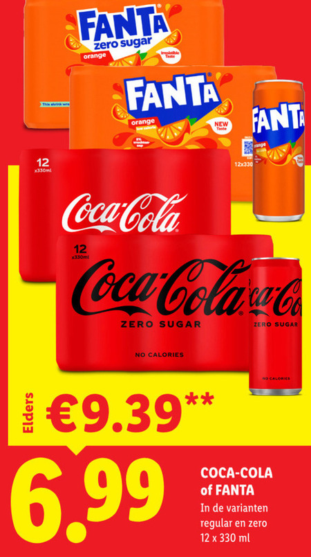 fanta coca-cola cola frisdrank 12 330 zero sugar orange irresistible this new taste coca calories regular ml folder aanbieding bij Lidl Fanta frisdrank, cola folder aanbieding bij Lidl - details
