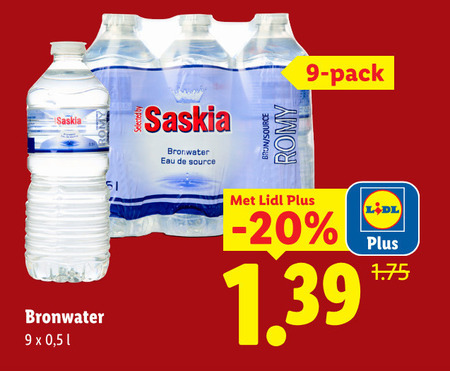 mineraalwater 9 saskia bronwater eau source romy pack folder aanbieding bij Lidl
