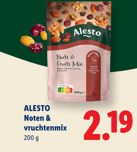 alesto noten 200 nuts fruits mix almonds sultanas cranberries vruchtenmix folder aanbieding bij Lidl Alesto noten folder aanbieding bij Lidl - details