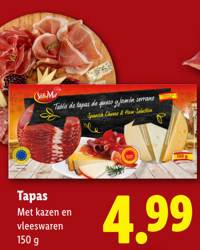 tapas 150 tablet queso serrano spanish cheese ham selection kazen vleeswaren folder aanbieding bij Lidl