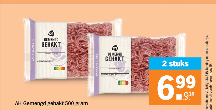 gemengd gehakt 2 4 500 varkensvlees nutri score gewicht beren stuks combineren folder aanbieding bij Albert Heijn