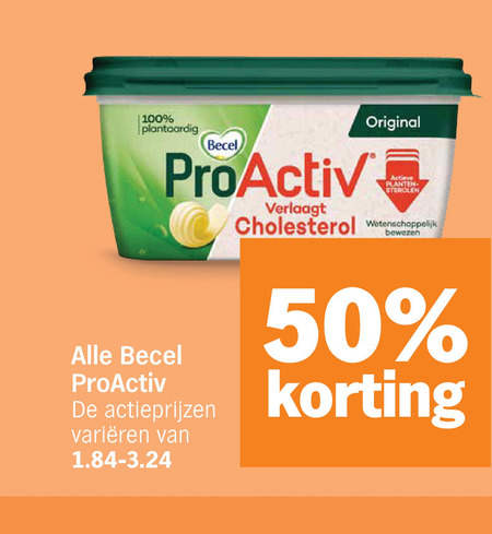 becel margarine 50 100 plantaardig pro-activ varieeren original actieve planten verlaagt cholesterol wetenschappelijk bewezen folder aanbieding bij Albert Heijn Becel margarine folder aanbieding bij Albert Heijn - details