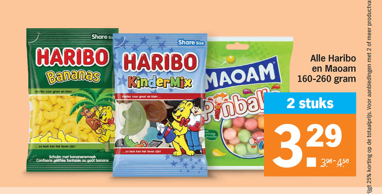haribo maoam snoep 2 25 share bananas size kindermix klein leven schuim bananensmaak confiserie banane stuks folder aanbieding bij Albert Heijn Maoam snoep folder aanbieding bij Albert Heijn - details